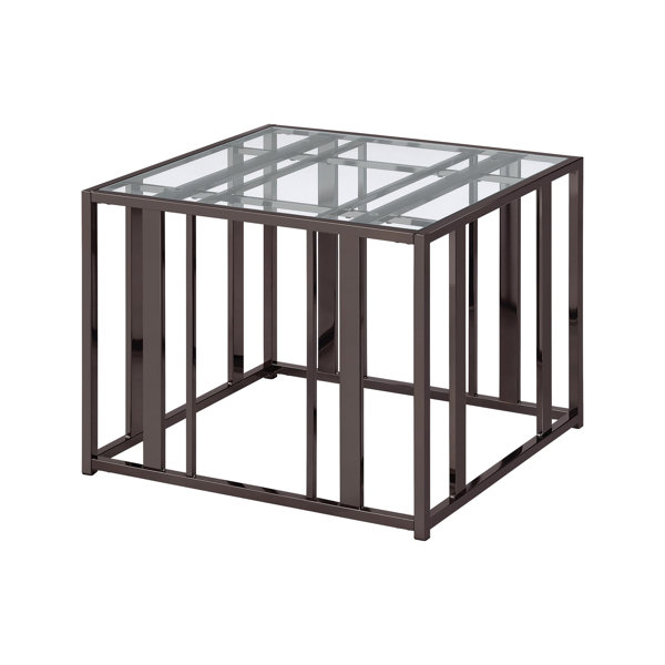 17 Stories Metal Frame End Table With Glass Top Wayfair   Metal Frame End Table With Glass Top 